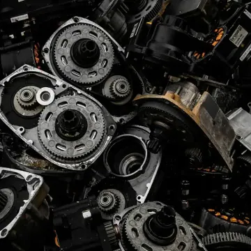 Pile of used mechanical components